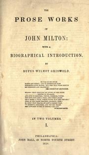 Cover of: The prose works of John Milton by John Milton