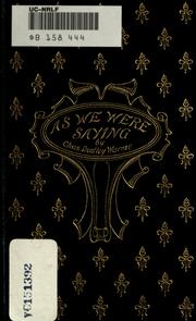 Cover of: As we were saying