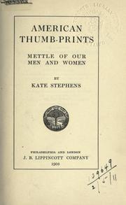 Cover of: American thumb-prints by Stephens, Kate