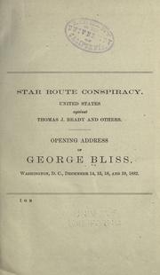 Cover of: Star route conspiracy by Bliss, George