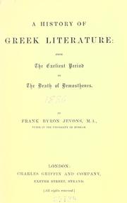 Cover of: A history of Greek literature: from the earliest period to the death of Demosthenes