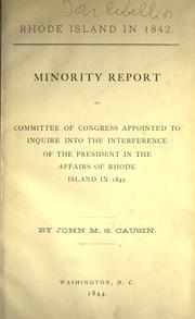 Cover of: Rhode Island in 1842. by United States Congress. House. Select Committee on Rhode Island