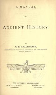 Cover of: A manual of ancient history