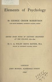 Cover of: Elements of psychology by George Croom Robertson, George Croom Robertson