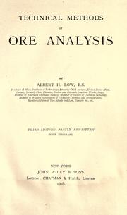Cover of: Technical methods of ore analysis by Low, Albert Howard, Low, Albert Howard