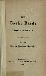 The Gaelic bards from 1825 to 1875
