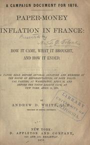 Cover of: Paper-money inflation in France by Andrew Dickson White