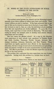 Cover of: Work of the state supervisors of rural schools in the South