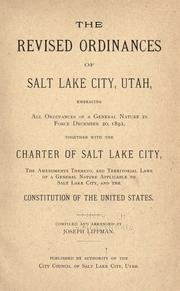 Cover of: Revised ordinances of Salt Lake City, Utah by Salt Lake City (Utah).