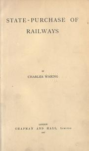 Cover of: State purchase of railways