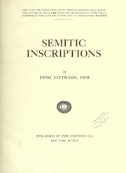 Cover of: Semitic inscriptions.