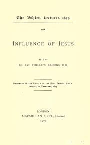 Cover of: The influence of Jesus. by Phillips Brooks