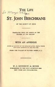 Cover of: The life of St. John Berchmans of the Society of Jesus