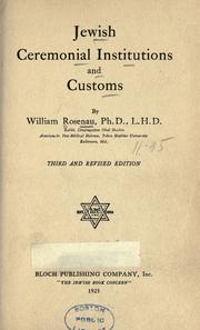 Cover of: Jewish ceremonial institutions and customs.