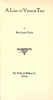 Cover of: A line-o'-verse or two by Bert Leston Taylor