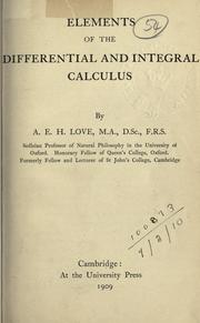 Cover of: Elements of the differential and integral calculus.