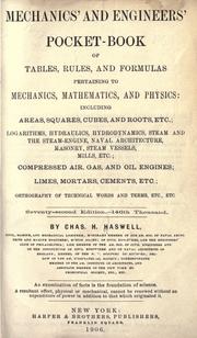 Cover of: Mechanics' and engineers' pocket-book of tables, rules, and formulas pertaining to mechanics, mathematics, and physics.