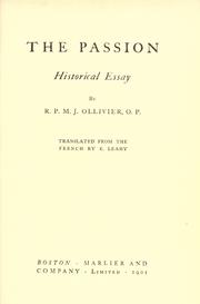 Cover of: The passion; historical essay