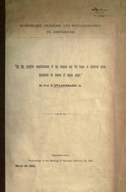 Cover of: On the relative sensitiveness of the human ear for tones of different pitch, measured by means of organ pipes.