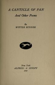 Cover of: A canticle of Pan and other poems. by Witter Bynner