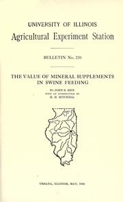 Cover of: The value of mineral supplements in swine feeding by John B. Rice, John B. Rice