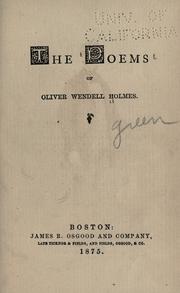 Cover of: Poems by Oliver Wendell Holmes, Sr.