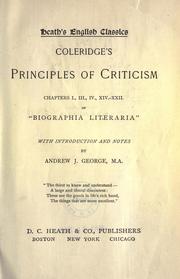 Cover of: Coleridge's principles of criticism by Samuel Taylor Coleridge