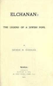 Cover of: Elchanan: the legend of a Jewish pope