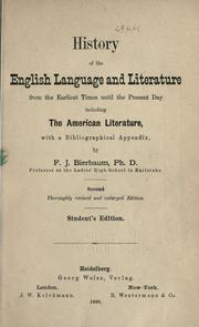 History of the English language and literature by Friedrich Julius Bierbaum