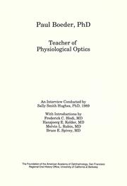 Cover of: Teacher of physiological optics by Paul Boeder, Paul Boeder