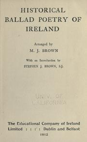 Historical ballad poetry of Ireland by M. J. Brown