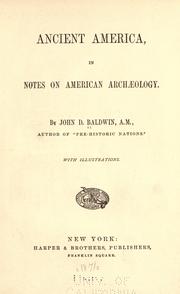 Cover of: Ancient America by John D. Baldwin