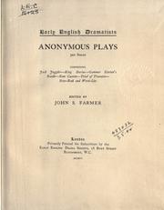 Cover of: Anonymous plays. by Farmer, John Stephen