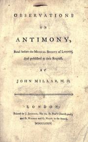 Cover of: Observations on antimony by Millar, John