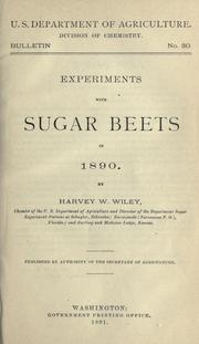 Cover of: Experiments with sugar beets in 1890