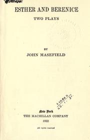 Cover of: Esther and Berenice by John Masefield