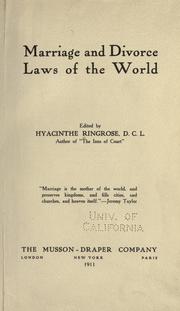 Cover of: Marriage and divorce laws of the world