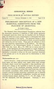 Cover of: Preliminary description of a new marsupial sabertooth from the Pliocene of Argentina