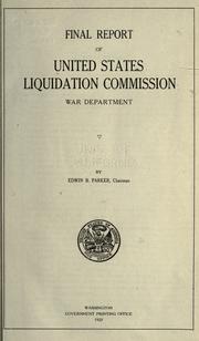 Cover of: Final report of United States Liquidation Commission, War Dept.