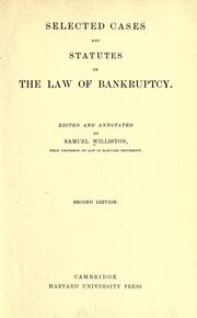 Selected cases and statutes on the law of bankruptcy by Williston, Samuel