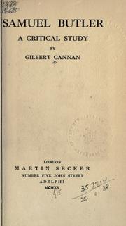 Cover of: Samuel Butler: a critical study.