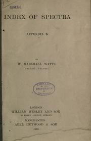 Cover of: Index of spectra. by William Marshall Watts, William Marshall Watts