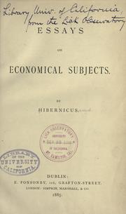 Cover of: Essays on economical subjects