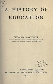 Cover of: History of education.