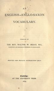 An English-Anglo-Saxon vocabulary by Walter W. Skeat