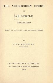 Cover of: The Nicomachean ethics of Aristotle by Aristotle