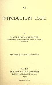 Cover of: An introductory logic by James Edwin Creighton, James Edwin Creighton