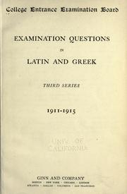 Cover of: Examination questions in Latin and Greek by College Board