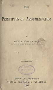 Cover of: The principles of argumentation