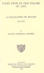 Cover of: Pages from an old volume of life: a collection of essays, 1857-1881